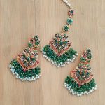 Nauratan earrings teeka