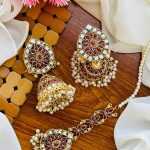 Kundan mirco stone  earings teeka Jhumki