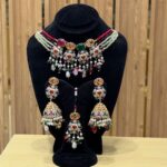 Gemstone choker piece with jhumki earing