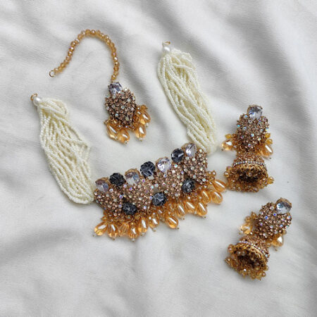 CHOKER SET PEARL STRING