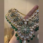 Merium pervais kundan set emerld green