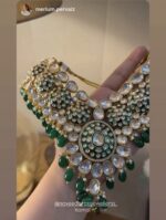Merium pervais kundan set emerld green