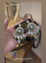 Merium pervais kundan set emerld green - Image 2