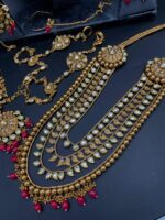 *Indian Rajhwari Brass Kundan Designer Premium Quality Complete Bridal Set Colours Can Be Customised 7 days time