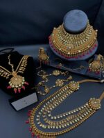 *Indian Rajhwari Brass Kundan Designer Premium Quality Complete Bridal Set Colours Can Be Customised 7 days time - Image 3
