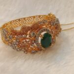 Emerld stone bangles goldplated