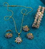 *Gold Polish Zircon Comho Set & Openable Bangle Size 26 - Image 2