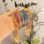 Coin bangles with rain drop