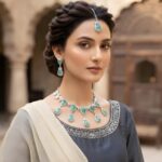 Minhaal zircon stone stylish set wd teeka
