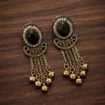 Elegant antique gemstone and zircons latkans earrings