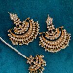 Kundan earrings teeka